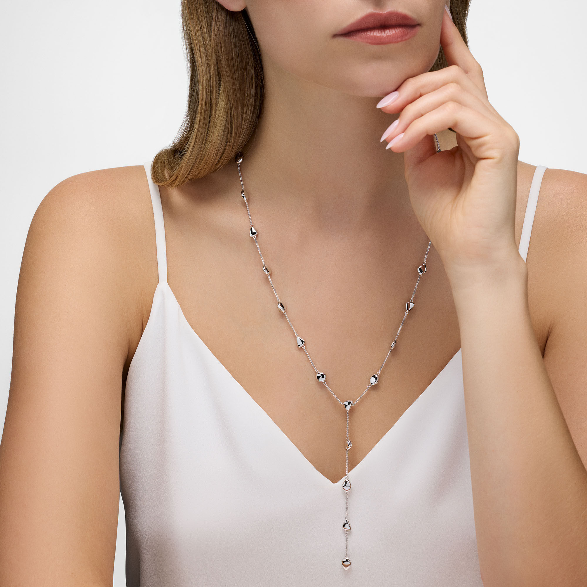Silver lariat necklace clearance